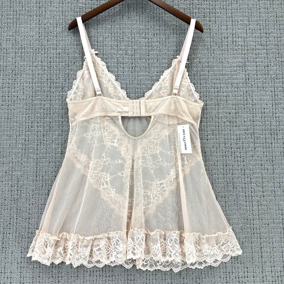 Oh La La Cheri Paris Babydoll Womens Size 3X/4X Cream Lace Adjustable Straps NWT - Picture 2 of 12
